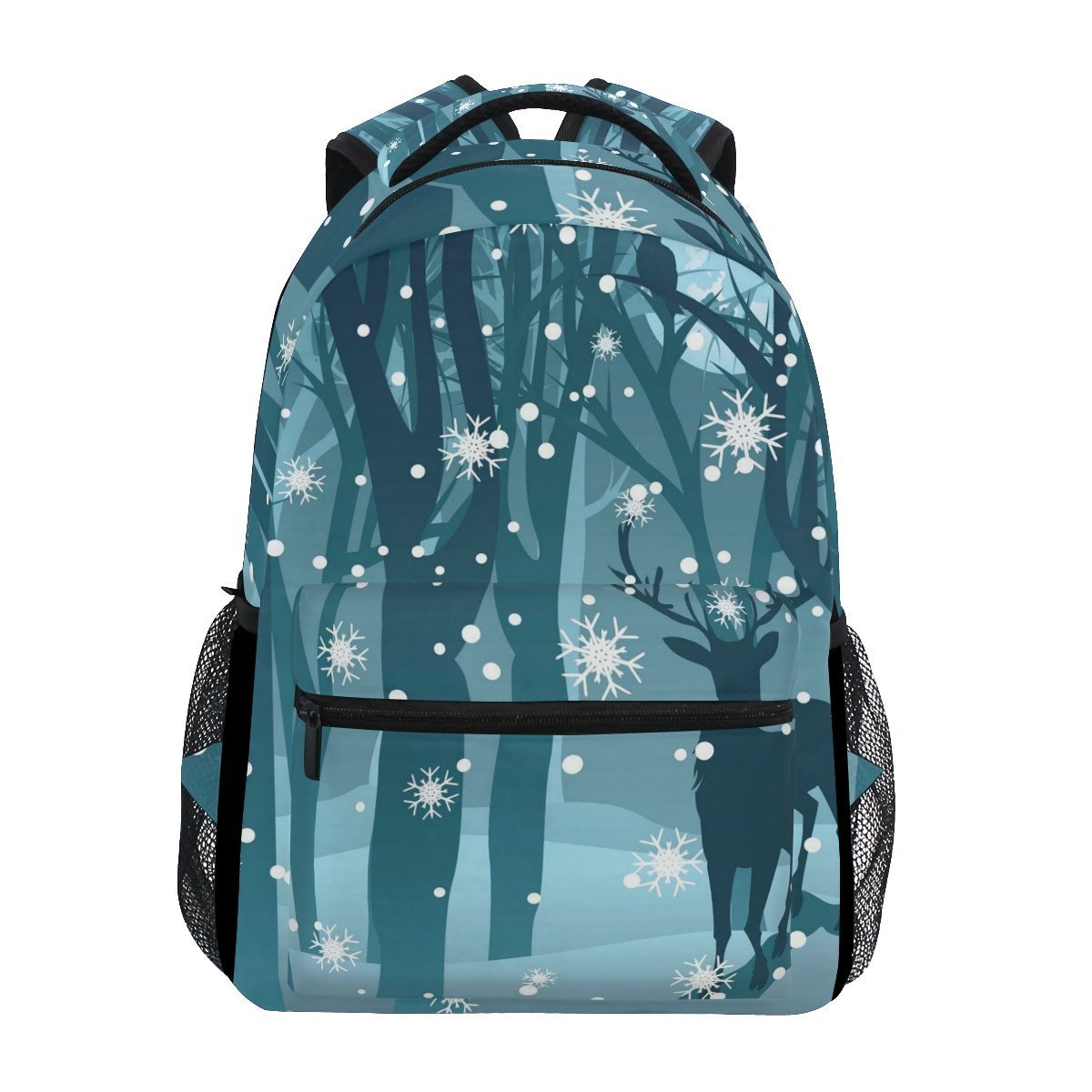JSTEL Cute Backpack Handbag Schoolbags Canvas Deer Forest Snowflake Print School Rucksacks for Kids Children's