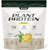Snap Supplements Organic Plant Based Vegan Protein Powder Nitric Oxide Boosting Protein Powder, BCAA Amino Acid for Muscle Growth, Performance & Recovery - 30 Servings (Banana)