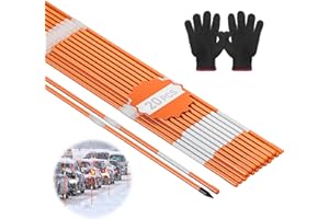 OUTTERRA 20PCS Driveway Markers 48Inch Dia Fiberglass Snow Stakes with Steel Drill Bit & Protection Gloves Reflective Driveway Marker for Parking Lots, Walkways