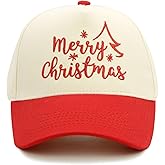 Qoyupuza Merry Christmas Embroidery Baseball Cap, Two-Tone Adjustable Unisex Xmas Dad Hat, Holiday Party Hat