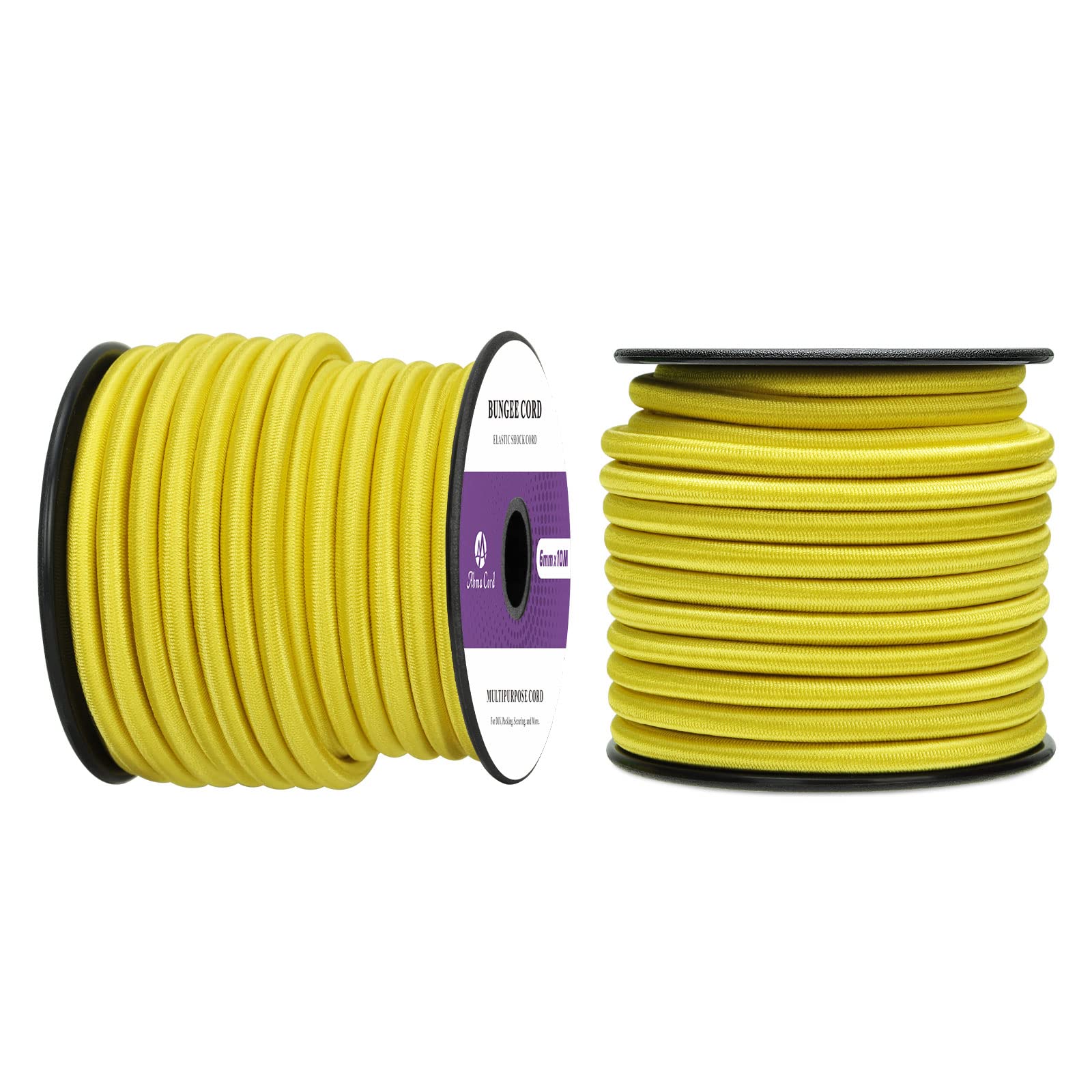 Abma Cord Bungee Cord 6mm 10M Elastic Shock Cord 100% Stretch Elastic Bungee Rope for Tarpaulin, Trailer, Backpack, Tent Pole, Kayak - Neon Yellow — image 1