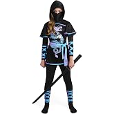 Spooktacular Creations Black and Red Ultimate Ninja Dragon Costume Set for kids, Girls, Halloween Dress Up