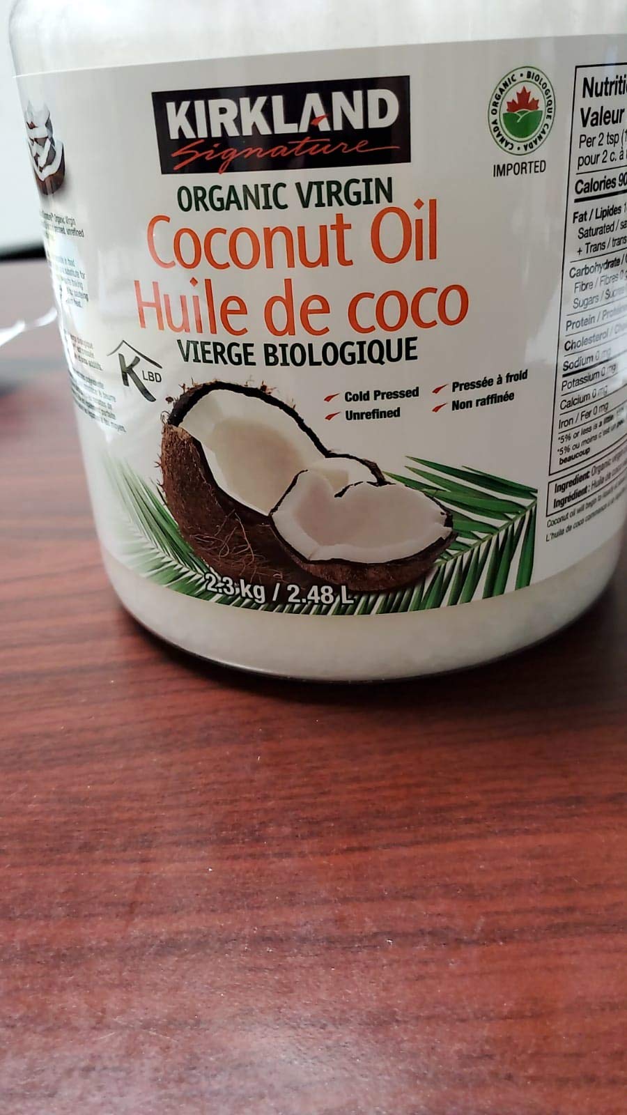 Kirkland Signature Organic Virgin Coconut Oil Cold Pressed Unrefined