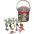 Wild Republic Dinosaur Bucket, Dinosaur Figurines Set, T Rex, Triceratops, Velociraptor, Stegosaurus and more, 18-Piece