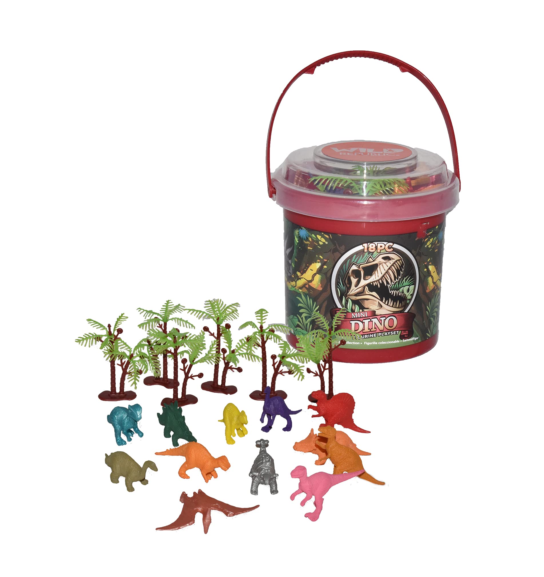 Wild Republic Adventure Bucket Mini Dino, Playing Set, 10 cm, 18 Pieces