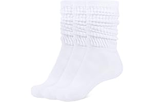 CLOSEMATE Womens Crew Slouch Socks 3 Pairs Cotton Soft Scrunch Socks for Boots Loafers Sneakers