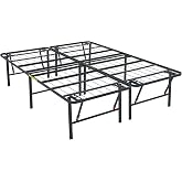 Amazon Basics Bed Frame with Storage, Foldable Metal Platform, Sturdy Steel, No Box Spring Needed, 18 inches High, Tool-Free Setup, Full Size, Black