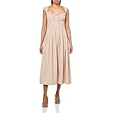 Lucky Brand Womens Cinched Waist Poplin Midi Dress