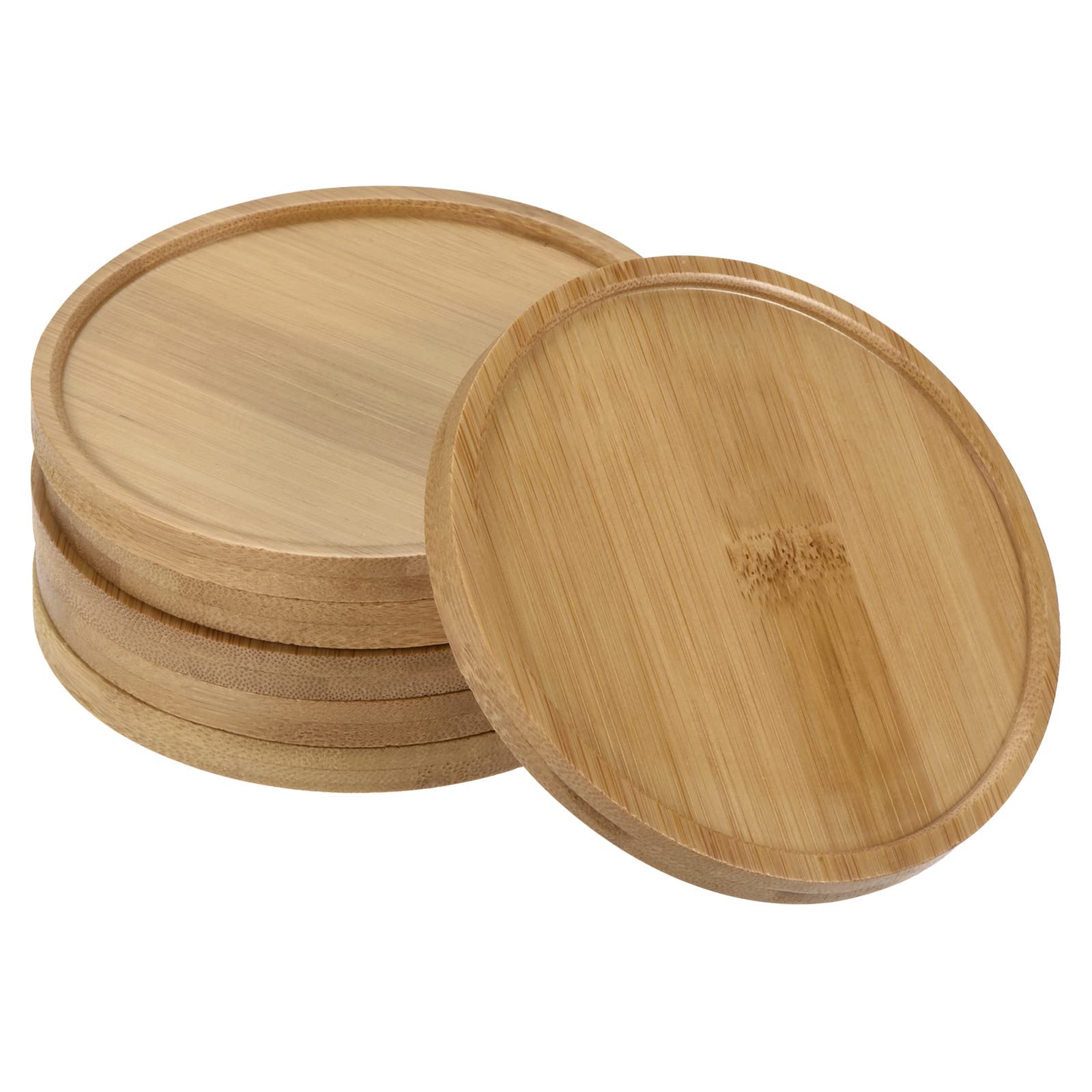 PATIKIL Plant Pot Saucer, 6 Pack 4.3 Inch OD Bamboo Round Flower Drip Tray for Indoors
