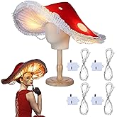 Yearntown LED Mushroom Hat Christmas Gift Renaissance Vintage Costume Light up Cosplay Fairy Party Hat Oversized with 10 Pcs Lights(Red)