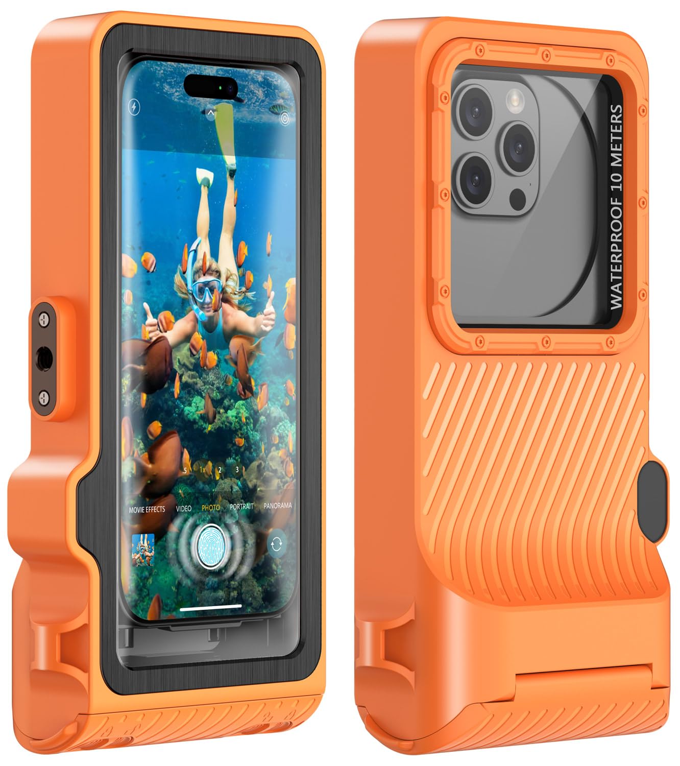 Photo 1 of Waterproof Phone Case for Snorkeling - Underwater Touchscreen Housing, Universal Underwater Photo&Video Diving Case for iPhone 16/15/14 Pro Max Samsung Galaxy S25/S24 Ultra Up to 6.9'' Orange