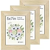 TENIBYC 5x7 Picture Frames Set - 3 Pack - Natural Oak Wood - Tempered Glass - for Wall Photos, Family Memories, Posters & Puzzles, Home Decor