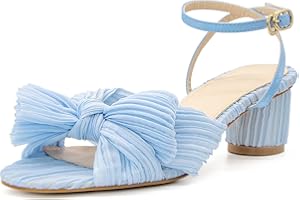 MUCCCUTE Women's Bow Knot Heeled Sandals Ankle Buckle Strap Chunky Heeled Open-toe Comfortable Wedding Party Fashion Heeled