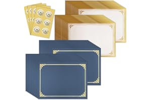 SUNEE 75pcs Certificate Kit, 25pcs Navy Blue Certificate Holders & 25pcs Letter Size Certificate Papers & 25pcs Gold Foil Award Seals for Diploma, Award, Accomplishment