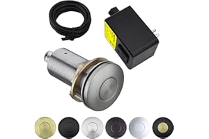 BESTILL Garbage Disposal Air Switch Kit - UL Listed, Brass 3.6" Long Push Button for Waste Disposer, Cordless Sink Top Switch Button, Brushed Nickel, Compatible with all Garbage Disposals