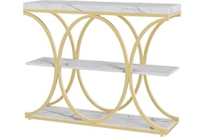 Ixidelu Industrial 3-Tier Narrow Console Table for Entryway – Living Room Sofa Table with Diamond Metal Frame, Open Storage S