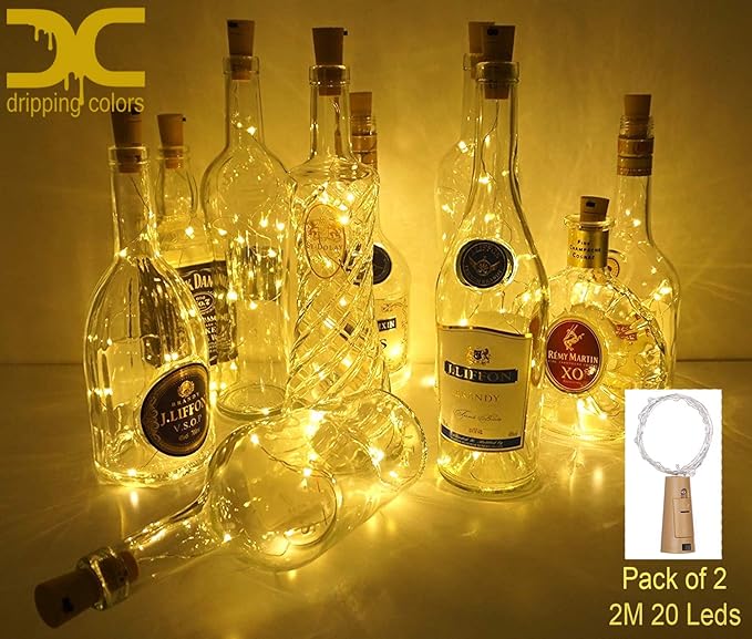 Dripping colors Bottle cork lights 2 m 20 LEDs (Warm White) -Pack of 2