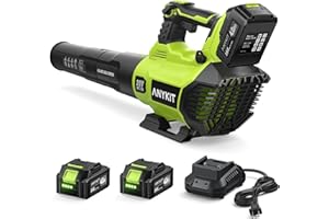 AnyKit Cordless Leaf Blower, Electric Leaf Blower with Battery and Charger, 20V Leaf Blower Cordless, Variable Speed & Turbo Mode, Handheld Blower for Yards/Patios/Driveways(Green)