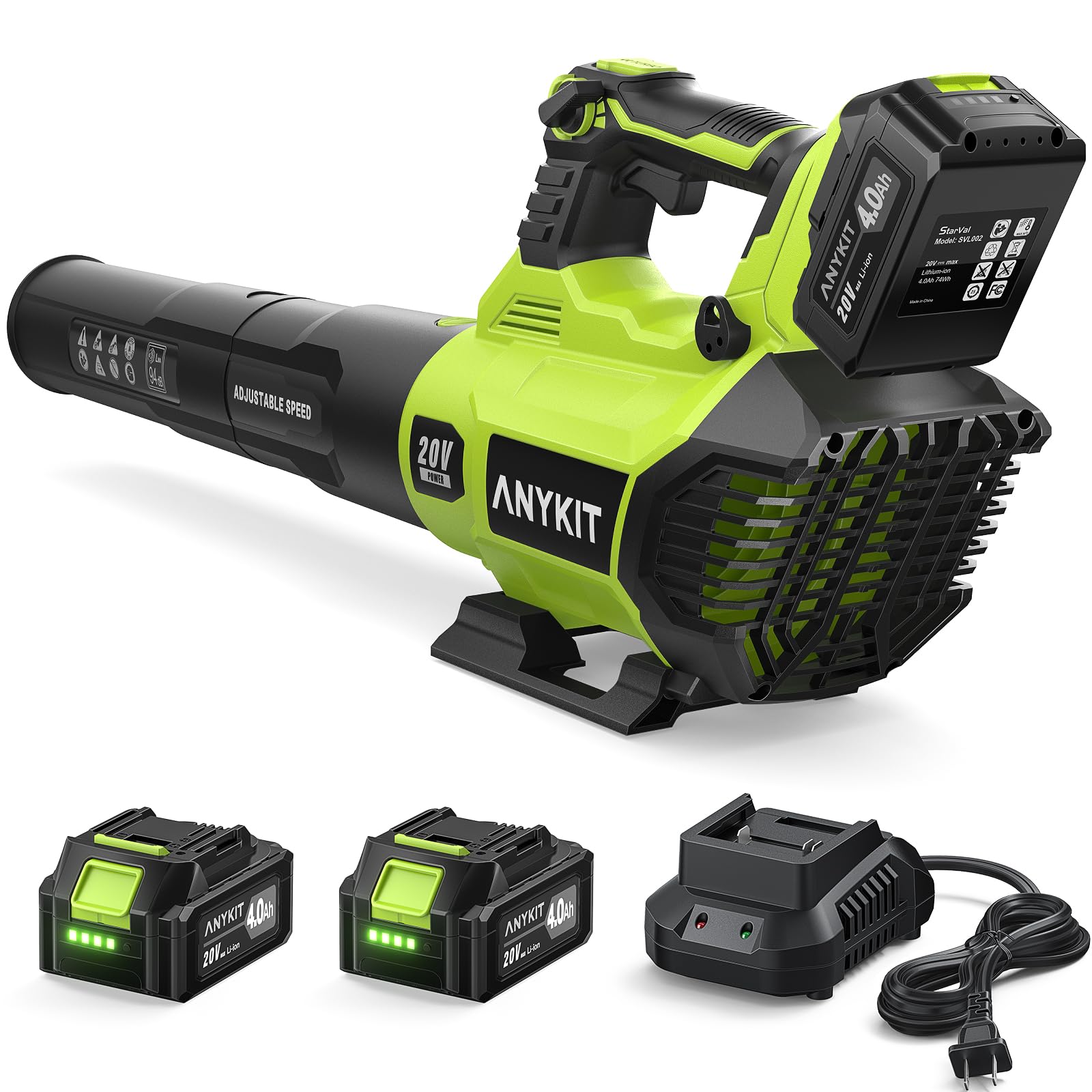 Photo 1 of ***MISSING CHARGER***
AnyKit Cordless Leaf Blower, Electric Leaf Blower with Battery and Charger, 20V Leaf Blower Cordless, Variable Speed & Turbo Mode, Handheld Blower for Yards/Patios/Driveways(Green)