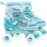 SMOOJOY Kids Roller Skates for Girls-Outdoor 4 Size Adjustable Butterfly Quad Rollerskates for Indoor Ages 3-12 Years Beginners Children's Birthday Gift with Light Up Wheels patines para niñas Indoor