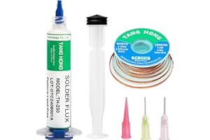 TANG HONG TH-230 Solder Flux and Solder Wick (10CC), Electronics Liquid Flux,4.9 Ft Desoldering Wick Braid Remover Solder,For Soldering PCB/DIY/Appliance Repair