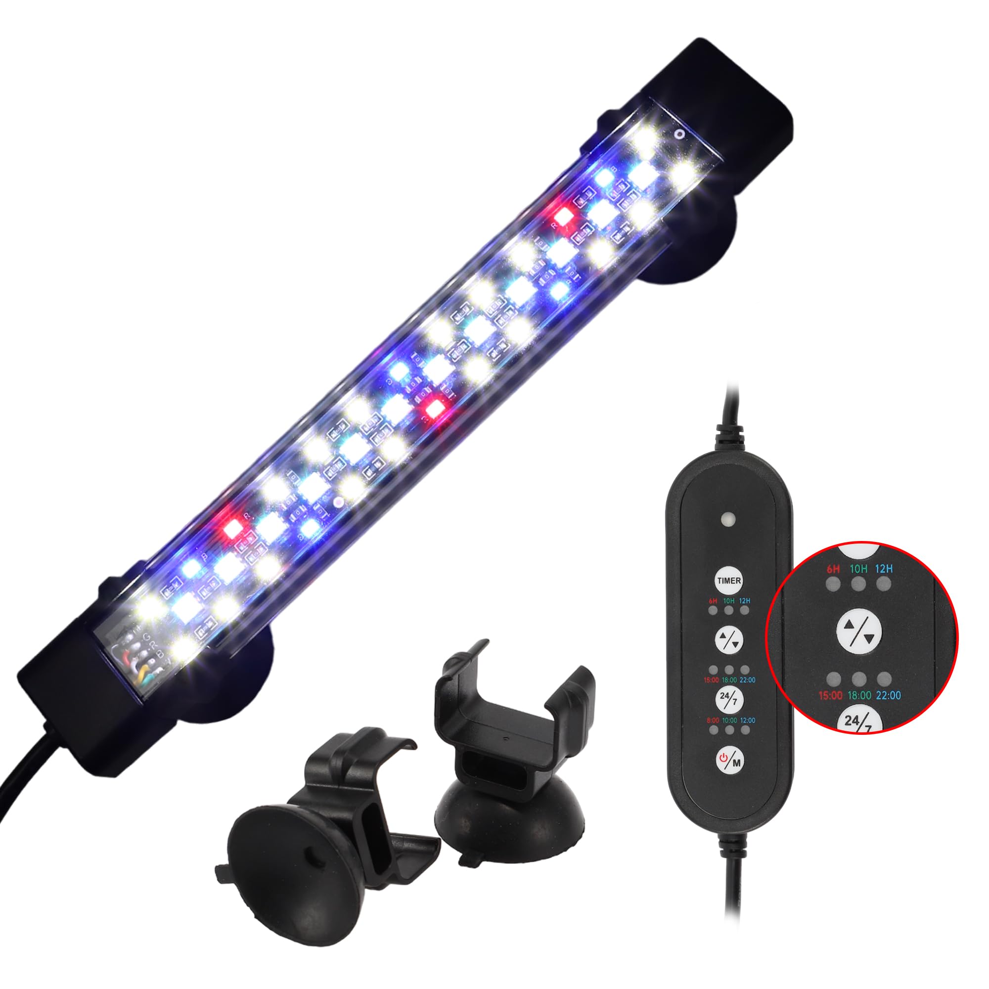 CAPASTEC Aquarium Light, LED Fish Tank Light, 7 Color w/Timer Function, 1Set