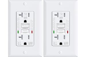 HEERJUS 2 Pack GFCI Outlet 20 Amp GFI Electrical Outlet Outdoor Weather Proof (WR) Tamper Resistant(TR) Self-Test GFI Receptacles with LED Indicator Decoration Wall Plates White