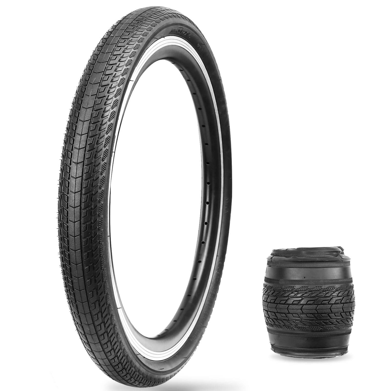 MEGHNA Bicycle Tyres Bike Tires Replacement Tyres: 20/24/26x1.75 Inch Folding Bike Tire for for Beach Cruiser Mountain Bikes MTB/BMX (1 Tire, 20x1.75 Inch)