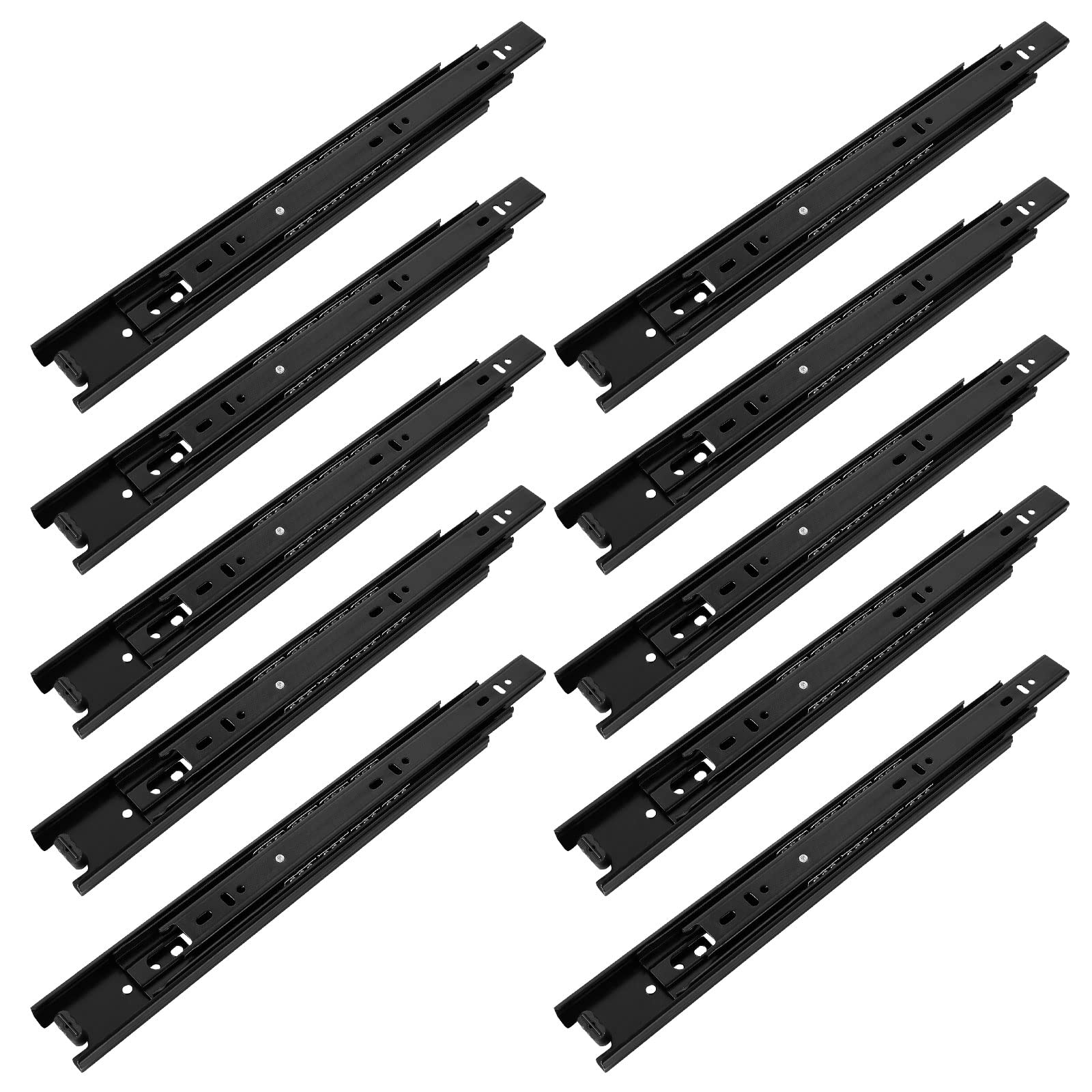 MIVIDE 5 Pair Drawer Runners 300mm/12 inch, Heavy Duty Drawer Slides, Kitchen Draw Runners, Ball Bearing Metal Black Slides Rails, Full Extension Side Mount Drawer Slides, 45kg Load Capacity