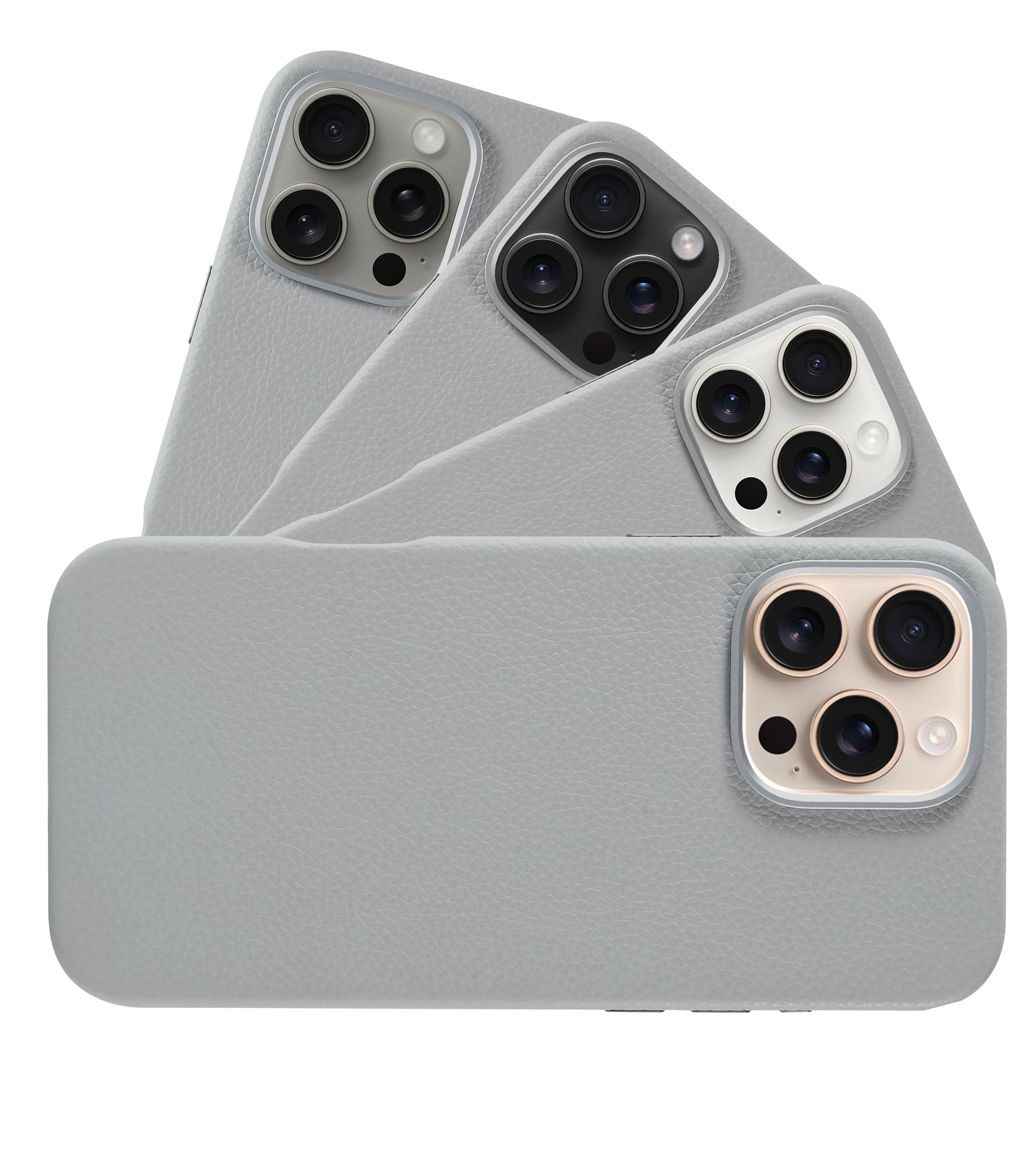 Photo 1 of LONLI Urban - for iPhone 16 Pro Leather Case - European Genuine Pebbled Leather Phone Case - European Elegance, Modern Design - [Compatible with Magsafe] - Silvery Grey