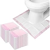 25 Pack Disposable Toilet Mats, 23.6" x 23.6" Absorbent Toilet Floor Protector from Urine Disposable Toilet Floor Mat U-Shape Toilet Training Mat Commode Mat for Children Adults(Pink)