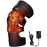 GVMSOR Extra-Large Heated Knee Massager with 4 Motor Vibration, Heating Pad Vibration for Pain Relief, Knee Brace Knee Wrap Adjustable 5 Massage Modes &3 Heated 12V Direct Plug Power Supply