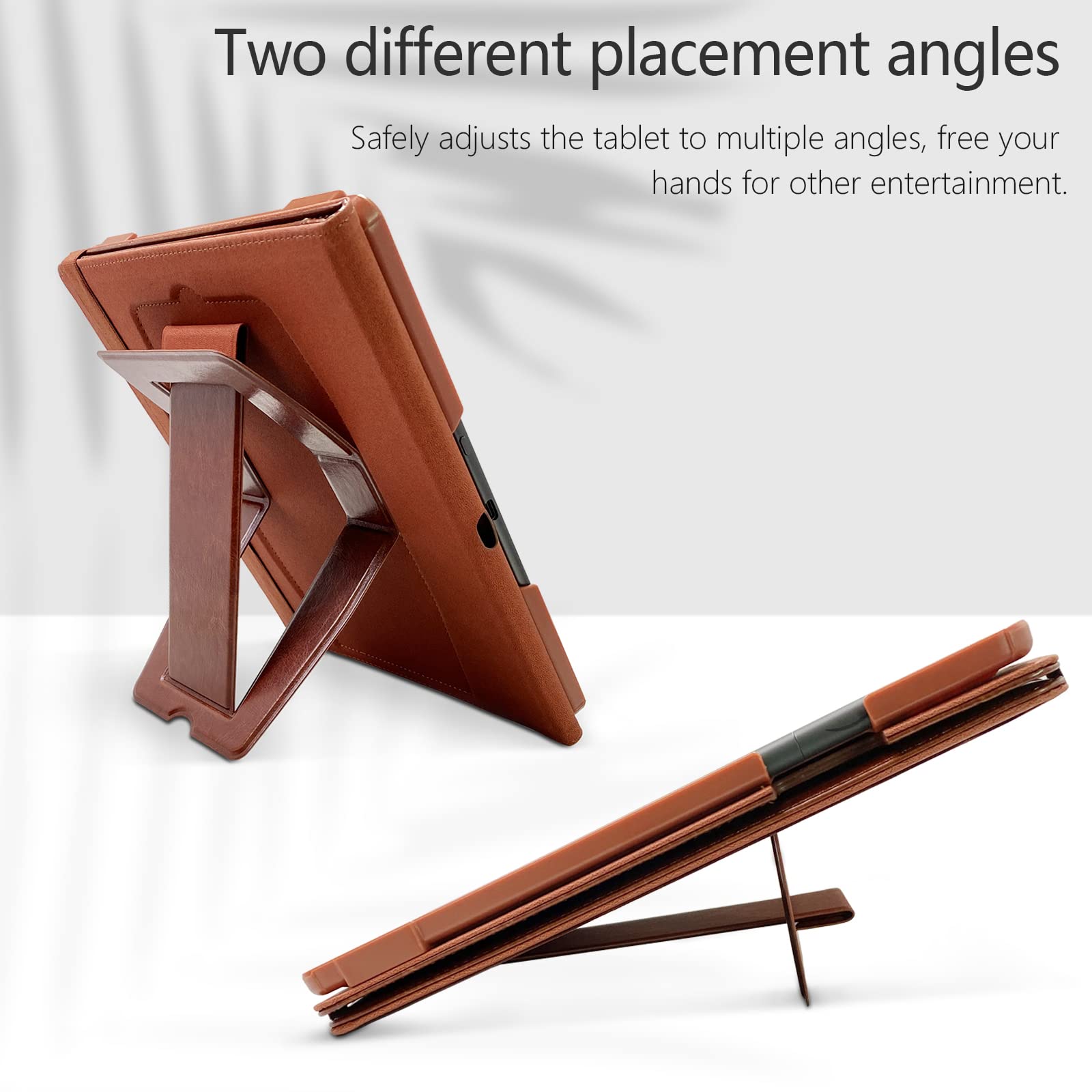 E NET-CASE Case for Kindle Scribe 10.2 inch 2024 & 2022 Released, Multi-Viewing 360 Degree Rotating Cover with Stand, Auto Sleep/Wake with Pen Holder, (Brown)