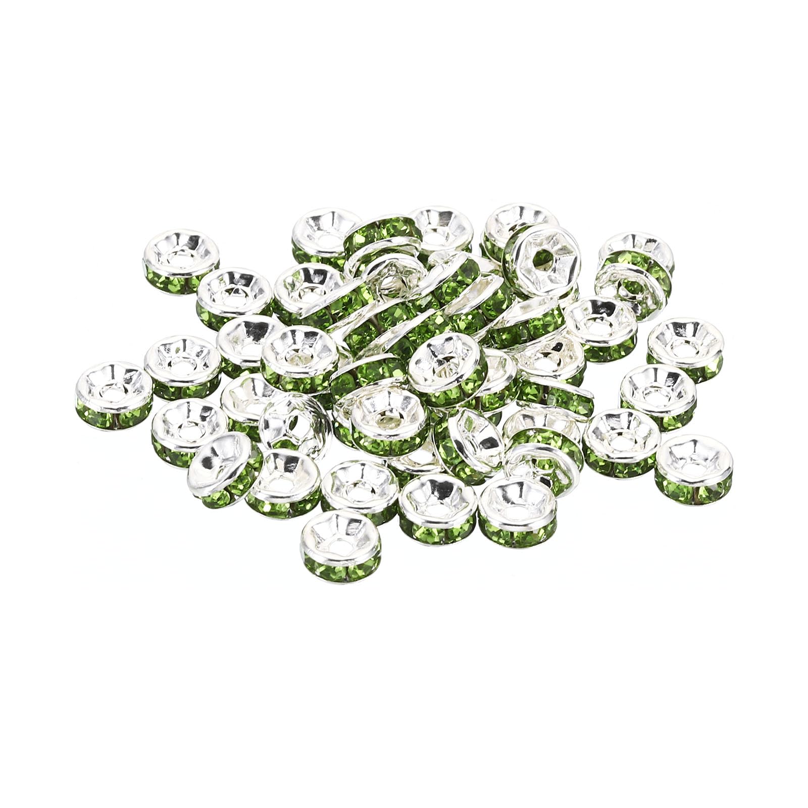 PATIKIL 6mm Spacer Beads, 100pcs Bead Spacers Rondelle Spacer Beads Rhinestone Small Round Bulk Glass Beads Crystal for Making DIY, Green