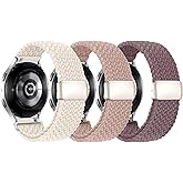 3 Pack Braided Bands Compatible with Samsung Galaxy Watch 7 6 4 5 FE Band 44mm 40mm/Galaxy Watch 6 4 Classic 42mm 46mm 43mm 47mm/Watch 5 Pro Band 45mm/Active 2, 20mm Stretchy Nylon Sport Band