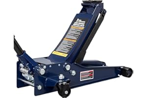 TCE ATZ830026XU Torin Hydraulic Ultra Low Profile Heavy Duty Steel Service/Floor Jack with Dual Piston Quick Lift Pump, 3 Ton (6,000 lb) Capacity, Blue