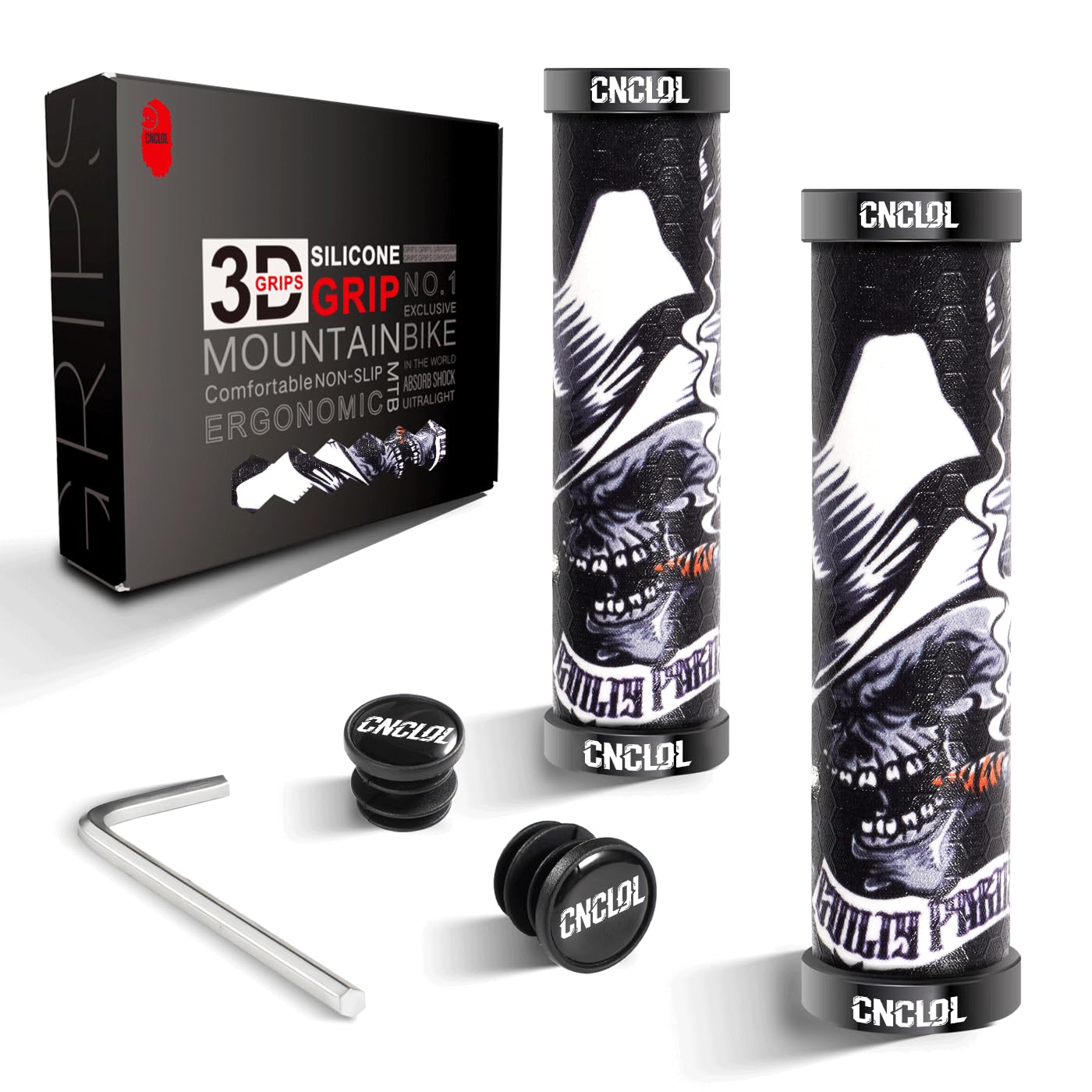 CNCLOL Silicone MTB Grips,22mm Handlebar Grips, Gel Handle grips For BMX/Bicycle/ebike Cycling Bike grips.