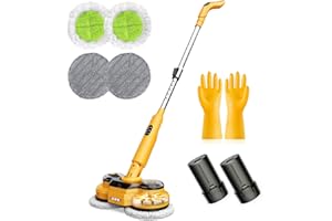 qimedo Electric Mop with 5000mAh Battery M2 , 800RPM Cordless Mops for Floor Cleaning, Automatic Spin Mops with Smart Display, Upright Rotating Power Mop with LED Light & Water Spray