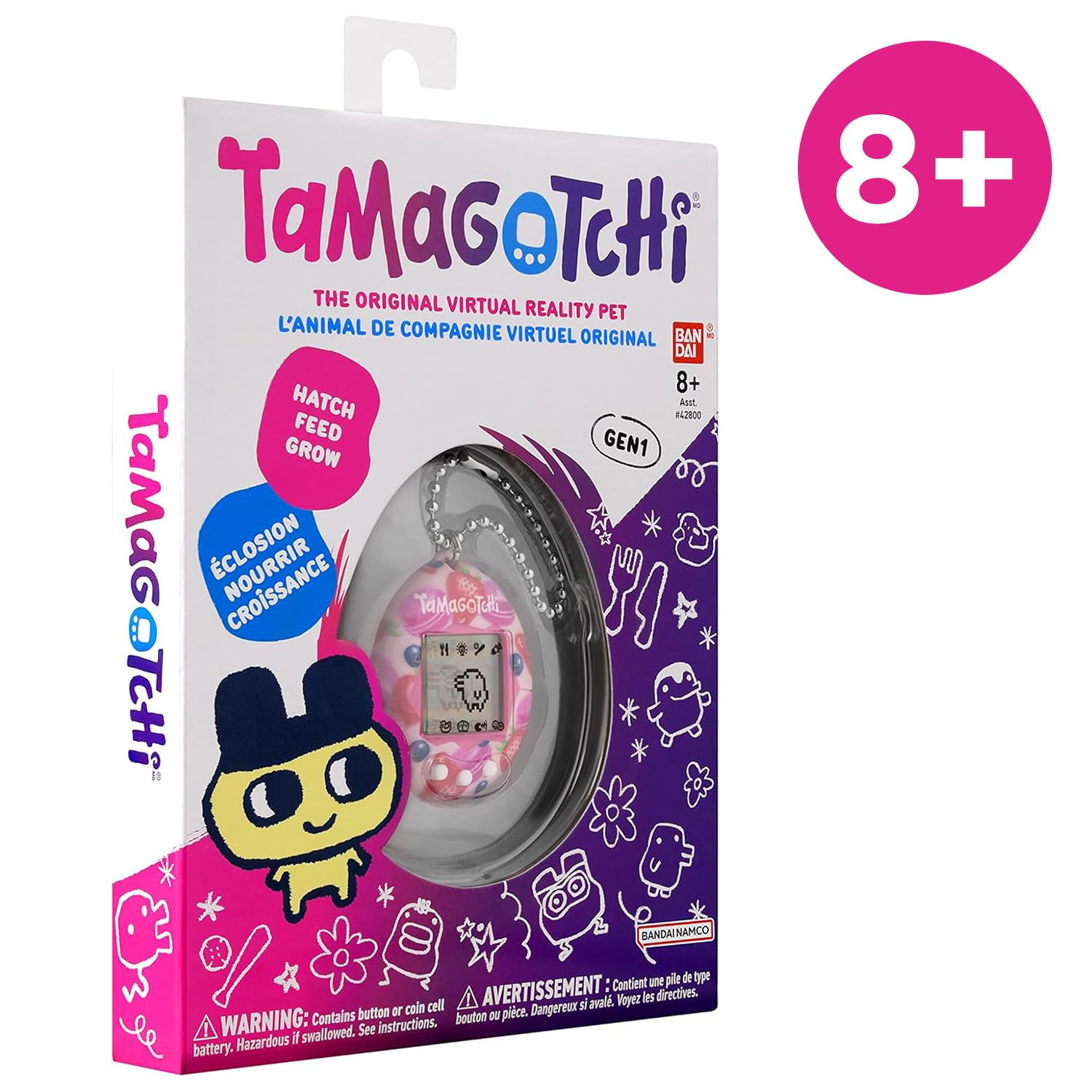 Bandai - Tamagotchi - Tamagotchi Original - Berry Delicious - Elektronisches virtuelles Tier mit Farbdisplay, 3 Tasten und Spielen - Interaktives Tier auf Deutsch - Kinderspielzeug ab 8 Jahren - 42971 7