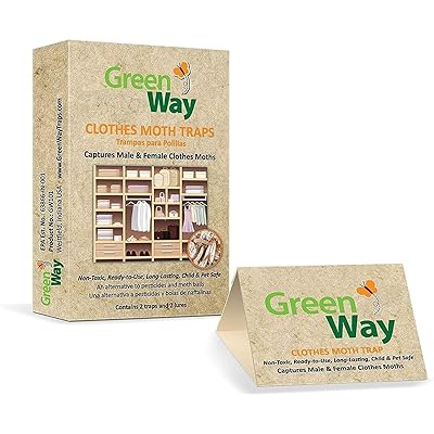 GreenWay Clothes Moth Traps (12 Pack - 24 Traps) | Pheromone Attractant, Ready to Use | Heavy Duty Glue, Safe, Non-Toxic with No Insecticides or Odor, Eco Friendly, Kid and Pet Safe