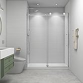 EPXMKX 56"- 60" W x 76" H Soft Closing Sliding Frameless Shower Doors,Nano Explosion-Proof Film Shower Glass Door,5/16" (8mm)
