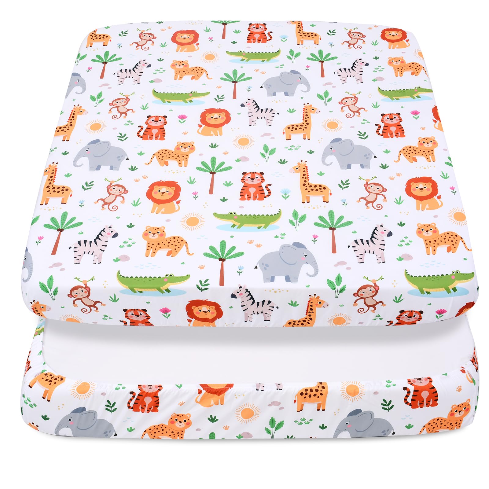Photo 1 of Cloele Square Playard/Playpen Fitted Sheets Perfect for 36 X 36 Portable Playard Mattresses - Jungle Square Pack and Play Crib Sheets - Ultra Soft Polyester Animal Fitted Playpen Sheet for Baby