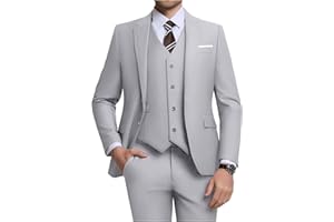 ZKHOECR Men's 3 Piece Slim Fit Suit Set, Two Button Blazer Solid Jacket Vest Pants Wedding Business Suit
