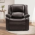 COOSLEEP Leather Recliner Chair with Overstuffed Arm and Back,Soft Living Room Chair Home Theater Lounge Seat,Manual Reclining Chairs for Adults(Brown)