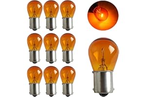 DUSCOKE 10PCS Car 1156 Turn Signal Light, Mini P21W 1141 High Brightness Stable Filament Brake Light Bulb, 12V 21W BA15S Waterproof Halogen Bulb for Taillight Parking Lights Replacement (Amber)