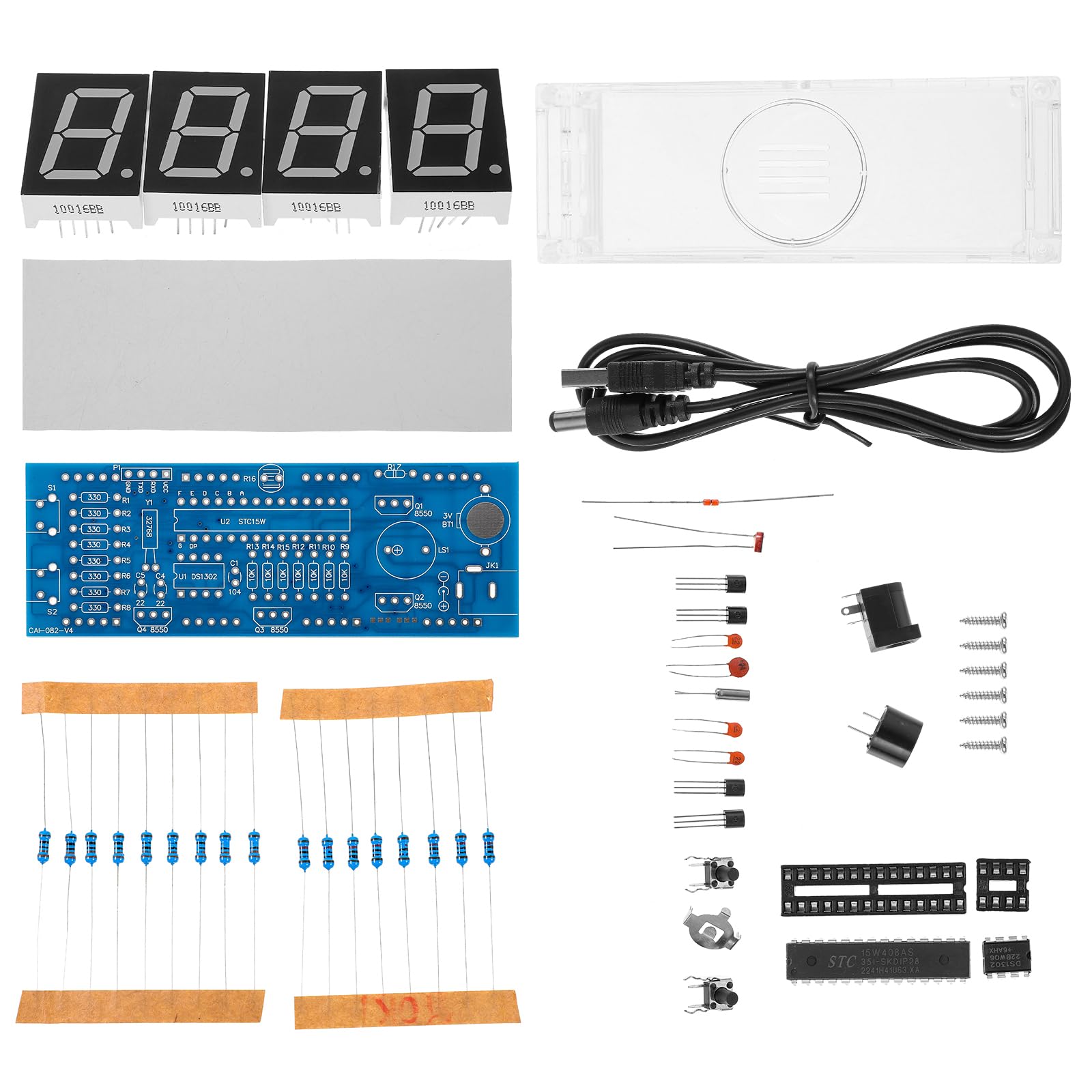 TOYANDONA Scm Led Digital Clock Kit Unassembled Diy Electronic Components Single Chip Microcomputer Clock for Beginners and Enthusiasts