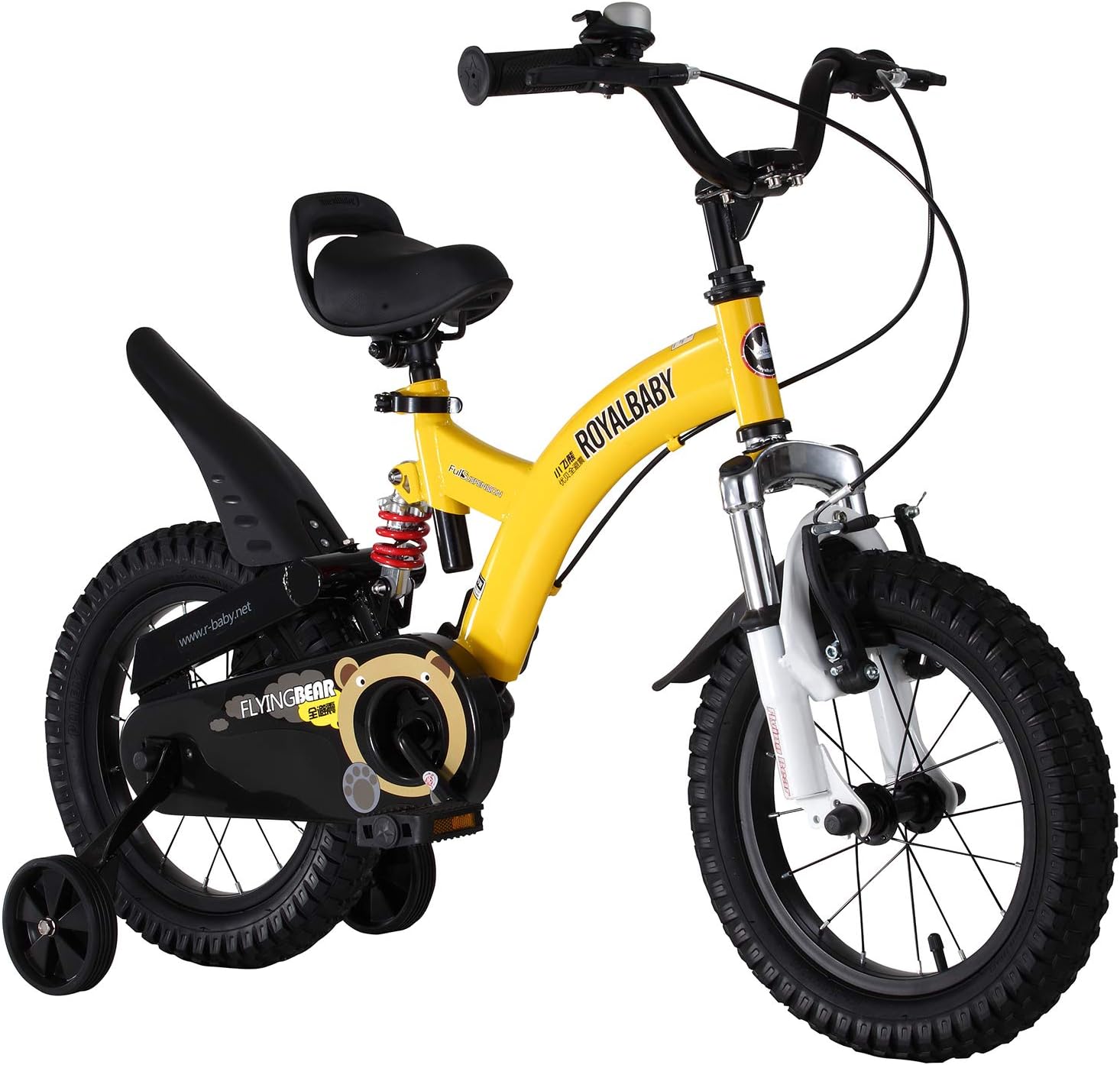 RoyalBaby Boys Girls Kids Bike Flying Bear Full Suspension Kids Bike 14