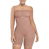 SHAPELLX Strapless Shortie Bodysuit for Women Tummy Control Shapewear Seamless Body Shaper with Removable Straps