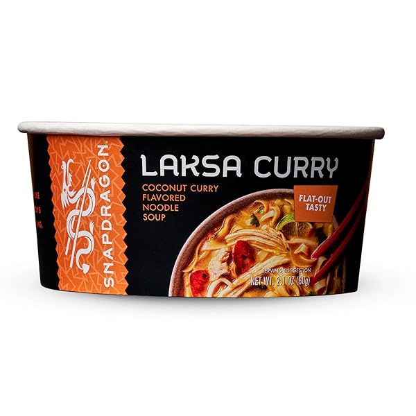 SNAPDRAGON LAKSA CURRY INSTANT NOODLE BOWLS | COCONUT CURRY FLAVOR WITH RICE NOODLES | GLUTEN-FREE | NO MSG ADDED | 2.1 OZ (6 PACK)