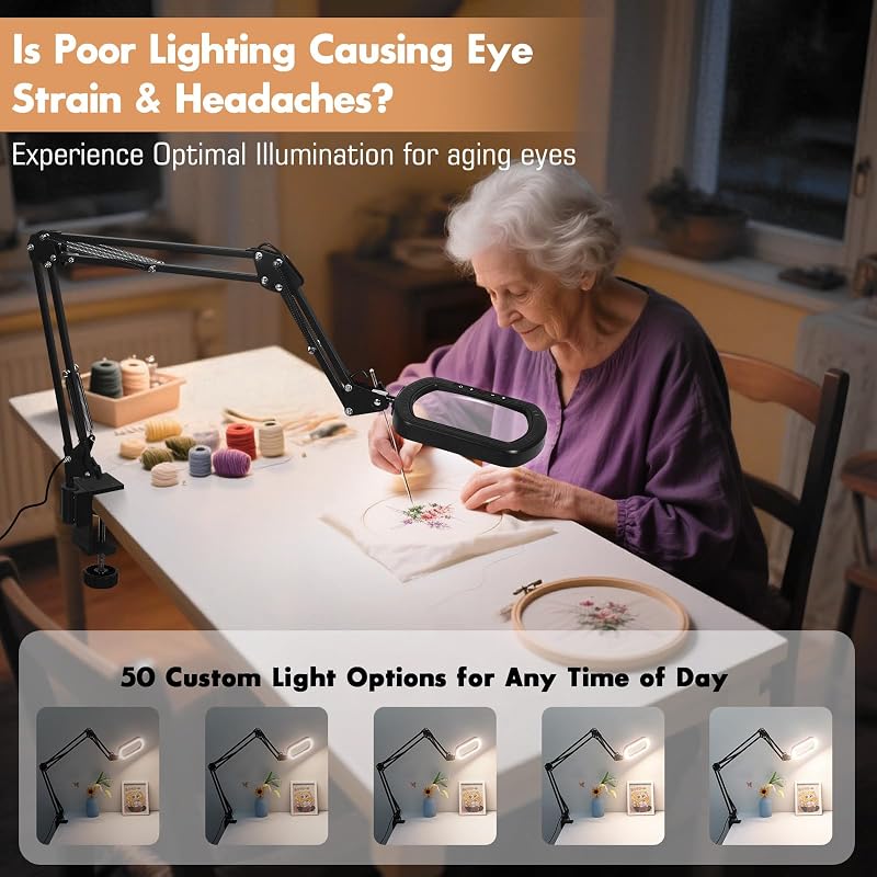 Lente di ingrandimento a 3 bracci, lente di ingrandimento rettangolare con luce